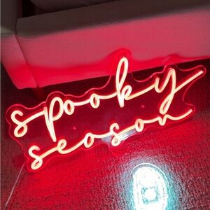 Red Neon 'Spooky Season' Wall Art